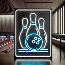 Load image into Gallery viewer, Bowling Pins and Ball Neon Sign, Bowling alley neon sign, Strike neon sign