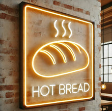 Load image into Gallery viewer, Hot bread neon sign, fresh bread neon sign, bakery neon sign, loaf bread neon sign, bread shop neon sign, hot fresh bread sign, neon bread sign, artisan bread neon sign, bread bakery neon light, warm bread neon sign
