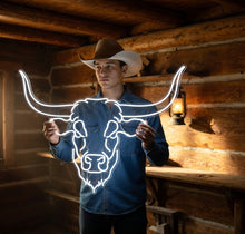 Load image into Gallery viewer, Bull Head neon sign, longhorn bull neon sign