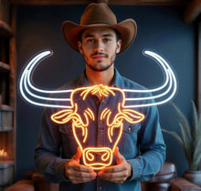 Load image into Gallery viewer, Longhorn Bull Head neon sign, Texas Longhorn Head neon sign, Longhorn Skull neon sign