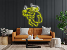 Load image into Gallery viewer, Bull neon, cow neon sign, bull head neon sign, Buffalo neon sign, TEXAS Longhorn Neon Sign, Western LED Light, rodeo neon sign, cowboy neon