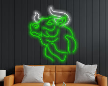 Load image into Gallery viewer, Bull neon, cow neon sign, bull head neon sign, Buffalo neon sign, TEXAS Longhorn Neon Sign, Western LED Light, rodeo neon sign, cowboy neon