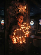 Load image into Gallery viewer, Longhorn Bull Head Neon Sign, Texas longhorn neon sign, Steer head neon sign (Copy) Orange