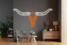 Load image into Gallery viewer, Bull scull neon sign, longhorn scull neon sign, bull scull neon light, Cow scull neon sign, Neon bull scull head sign, Western-themed neon sign, texas neon sign