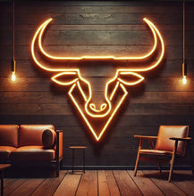 Load image into Gallery viewer, Bull neon sign, longhorn neon sign, bull neon light, Cow neon sign, Neon bull head sign, Western-themed neon sign, texas neon sign