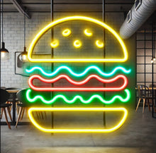 Load image into Gallery viewer, Cheeseburger neon sign, Burger Neon sign, hamburger Neon Sign, Fast Food neon Sign, Kitchen Wall Decor
