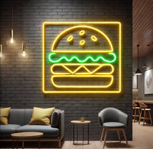 Load image into Gallery viewer, Cheeseburger neon sign, Burger Neon sign, hamburger Neon Sign, Fast Food neon Sign, Kitchen Wall Decor