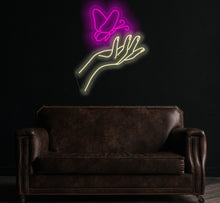 Load image into Gallery viewer, Hand with Butterfly Neon Sign, Hand With Butterfly LED Light, Hand With Butterfly Light, Hand With Butterfly For Woman Bedroom