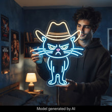 Load image into Gallery viewer, Cowboy Cat Neon Sign, Western kitten neon sign, Rodeo cat neon sign (Copy)