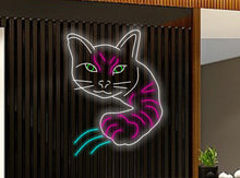 Load image into Gallery viewer, Cat neon sign, Cat-shaped neon sign, Cat neon light, Neon cat wall decor, Kitty neon sign, Neon sign with cat, Cat lover neon sign