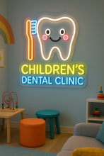 Load image into Gallery viewer, Children’s Dental Clinic neon sign, Kids Dentist neon sign, Pediatric Dental neon sign Multicolor