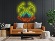 Load image into Gallery viewer, Сlimbing logo neon sign, Neon sign for rock climbers, Neon light for climbing enthusiasts, Climber's neon sign, Neon for rock climbing fans Orange
