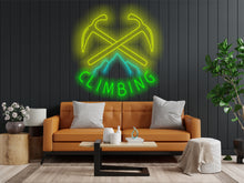 Load image into Gallery viewer, Сlimbing logo neon sign, Neon sign for rock climbers, Neon light for climbing enthusiasts, Climber's neon sign, Neon for rock climbing fans Green