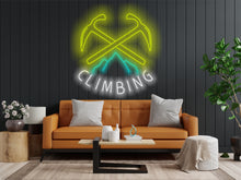Load image into Gallery viewer, Сlimbing logo neon sign, Neon sign for rock climbers, Neon light for climbing enthusiasts, Climber's neon sign, Neon for rock climbing fans White