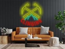 Load image into Gallery viewer, Сlimbing logo neon sign, Neon sign for rock climbers, Neon light for climbing enthusiasts, Climber's neon sign, Neon for rock climbing fans