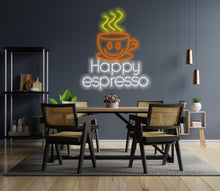 Load image into Gallery viewer, Coffee neon sign, happy espresso with coffee cup led light