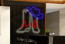 Load image into Gallery viewer, Cowboy Boots and Hat neon sign, Cowboy Boots Neon Sign, Cowboy Hat Led Sign, Cowboy Led Lights