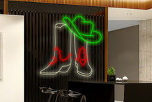 Load image into Gallery viewer, Cowboy Boots and Hat neon sign, Cowboy Boots Neon Sign, Cowboy Hat Led Sign, Cowboy Led Lights