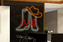 Load image into Gallery viewer, Cowboy Boots and Hat neon sign, Cowboy Boots Neon Sign, Cowboy Hat Led Sign, Cowboy Led Lights