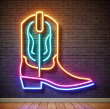 Load image into Gallery viewer, Cowboy Boot Neon Sign, Western footwear neon sign, Rodeo boot neon sign Multicolor