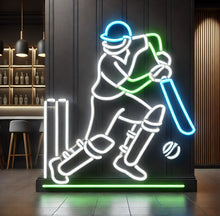 Load image into Gallery viewer, Cricket Player Neon Sign, Batsman neon sign, Cricket bowler neon sign Multicolor
