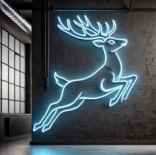 Load image into Gallery viewer, Deer neon sign, Santa reindeer neon light for your home decor, custom winter wall decor led light, Christmas gift light sign