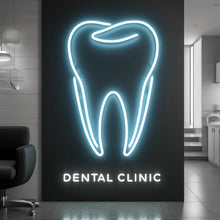 Load image into Gallery viewer, Dental clinic neon sign, tooth neon sign, dentist office neon sign, dental clinic neon sign, orthodontist neon sign, teeth whitening neon sign, smile neon sign, open dentist neon sign, tooth LED sign