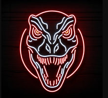 Load image into Gallery viewer, T Rex Head neon sign, Tyrannosaurus Skull neon sign, Jurassic Dinosaur neon sign Multicolor