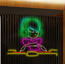 Load image into Gallery viewer, woman dj neon sign
