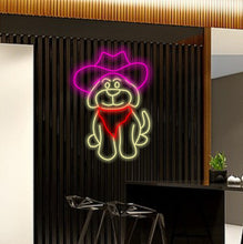 Load image into Gallery viewer, Cute Dog With Hat LED Light, Dog Cowboy Hat Neon Sign, Dog Hat Neon Sign