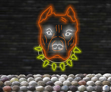 Load image into Gallery viewer, American Pitbull Terrier Face Neon sign, Dog Pets Neon Sign, Dog Neon Sign, Neon bulldog sign, Pitbull neon light, Custom dog neon light 35in