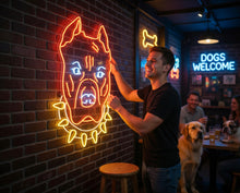 Load image into Gallery viewer, American Pitbull Terrier Face Neon sign, Dog Pets Neon Sign, Dog Neon Sign, Neon bulldog sign, Pitbull neon light, Custom dog neon light