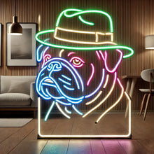 Load image into Gallery viewer, Bulldog head in cowboy hat Neon Sign, Neon sign dog bulldog, neon sign dog, Bulldog LED Neon Dog Art, dog neon sign, gift dog neon sign (Copy)