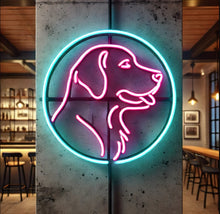 Load image into Gallery viewer, Retriever neon sign, golden retriever neon sign, dog neon sign, retriever neon light, neon dog sign, golden retriever light, neon pet sign, retriever dog neon decor, custom retriever neon sign, golden retriever wall art