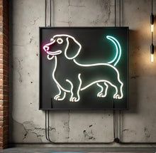 Load image into Gallery viewer, Dachshund neon sign, neon dog sign, dachshund light sign, neon dachshund light, sausage dog neon sign, dachshund wall light, neon dachshund art, neon dog light, dachshund LED neon sign