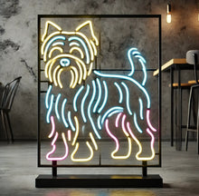 Load image into Gallery viewer, Yorkshire terrier neon sign, yorkie neon light, yorkie neon sign, yorkshire terrier LED sign, yorkie LED light, yorkie shaped neon sign, yorkshire terrier shaped neon light, yorkie decor neon, yorkshire terrier wall neon, yorkie neon art