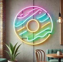 Load image into Gallery viewer, Donuts neon sign, neon donut sign, neon sign donut, donut shop neon sign, pink donut neon sign, glazed donut neon sign, aesthetic donut neon sign, donut LED sign, light up donut sign, neon doughnut sign