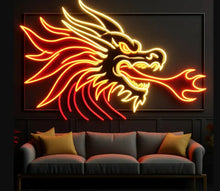 Load image into Gallery viewer, Fire Dragon Neon Sign, Dragon Head Neon Sign, Mythic Beast Neon Sign Multicolor
