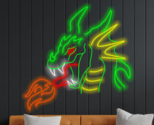 Load image into Gallery viewer, Dragon neon sign, Dragon Head Neon, Dragon Shape Neon Sign, Year of The Dragon Sign, Dragon Wall Decor Sign, New Year Decoration