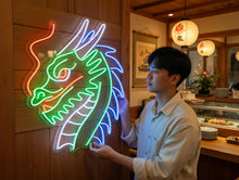 Load image into Gallery viewer, Dragon Head Neon Sign – Fiery Fantasy Wall Light For Game Room Or Studio Interior