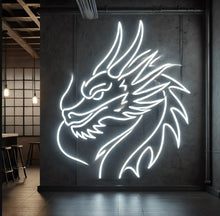 Load image into Gallery viewer, Dragon head neon sign, dragon neon light, neon dragon sign, neon dragon head, LED dragon sign, dragon wall light, neon dragon lamp, dragon head LED sign, glowing dragon sign, neon fantasy sign
