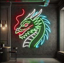 Load image into Gallery viewer, Dragon head neon sign, dragon neon light, neon dragon sign, neon dragon head, LED dragon sign, dragon wall light, neon dragon lamp, dragon head LED sign, glowing dragon sign, neon fantasy sign
