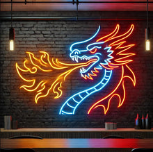 Load image into Gallery viewer, Dragon head neon sign, dragon neon light, neon dragon sign, neon dragon head, LED dragon sign, dragon wall light, neon dragon lamp, dragon head LED sign, glowing dragon sign, neon fantasy sign