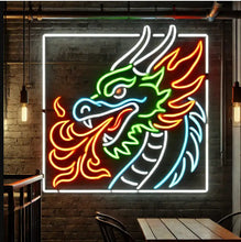 Load image into Gallery viewer, Framed Dragon Neon Sign, Fire Dragon Head Neon Sign, Flame Dragon Neon Sign Multicolor
