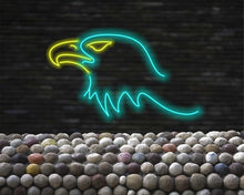 Load image into Gallery viewer, Eagle LED Sign, Neon Bald Eagle, predatory bird neon sign, eagle head neon sign, Eagle Head LED Neon Sign, Neon Bald Eagle Head Cyan