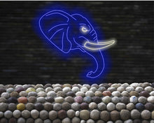 Load image into Gallery viewer, Elephant neon sign, Elephant head-shaped neon light, Lighted elephant face sign, Mammoth neon sign, Tusked animal neon sign, Giant herbivore