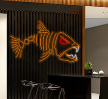 Load image into Gallery viewer, Skeleton fish neon, Fish Skeleton sign, Fishing neon sign, Fish neon sign, Fish led light