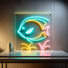 Load image into Gallery viewer, Tropical Reef Fish Neon Sign, coral reef fish neon sign, marine reef neon sign, saltwater fish neon sign Multicolor