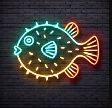 Load image into Gallery viewer, Puffer Fish Neon Sign, fugu neon sign, ocean puffer neon sign, tropical puffer neon sign Multicolor