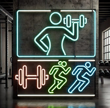 Load image into Gallery viewer, Gym Neon Sign, Fitness studio neon sign, Weightlifting neon sign Multicolor